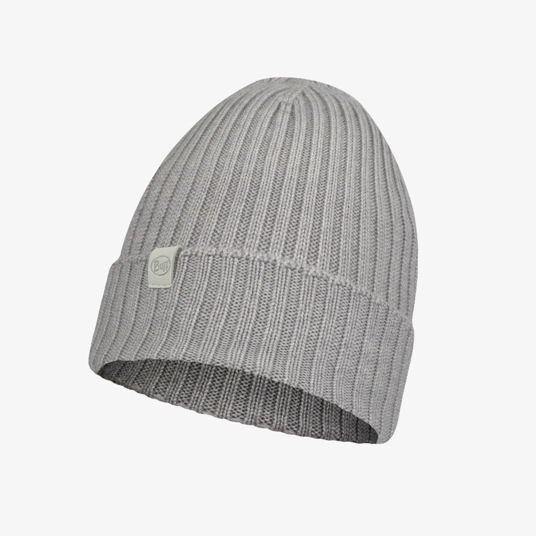 Buff Hat Knitted Wool Norval Light Grey