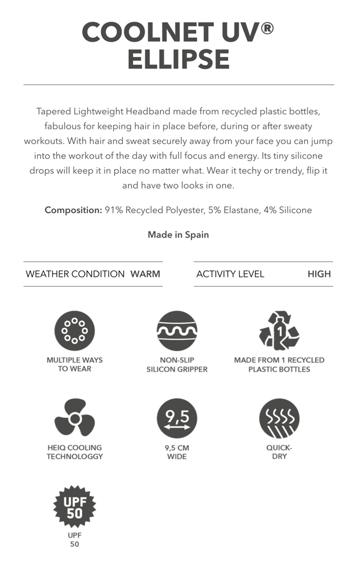 CoolNet UV Headband Ellipse Info