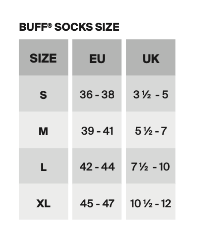 Sock Sizing chart